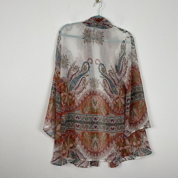 Soft Surroundings Multi colored sheer cardigan / coverup Paisley Print Size Smal - Picture 6 of 7